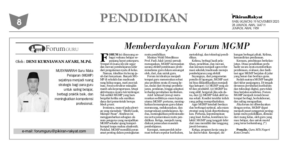 Memberdayakan Forum MGMP Memberdayakan Forum MGMP