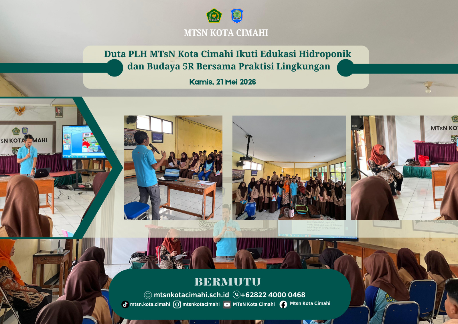 Duta PLH MTsN Kota Cimahi Ikuti Edukasi Hidroponik dan Budaya 5R Bersama Praktisi Lingkungan