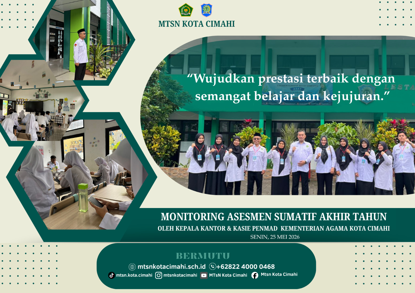 Hari Pertama ASAT 2026, MTsN Kota Cimahi Dapat Monitoring Langsung dari Kemenag Kota Cimahi