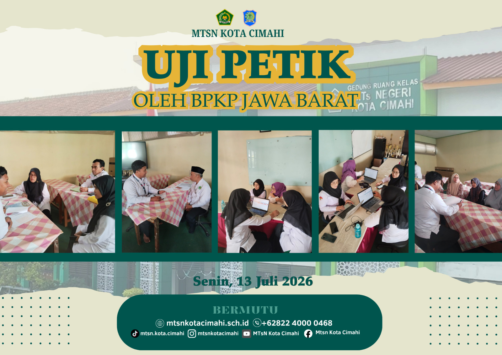 BPKP Jawa Barat Laksanakan Uji Petik di MTsN Kota Cimahi untuk Penguatan Tata Kelola Pendidikan BPKP Jawa Barat Laksanakan Uji Petik di MTsN Kota Cimahi untuk Penguatan Tata Kelola Pendidikan