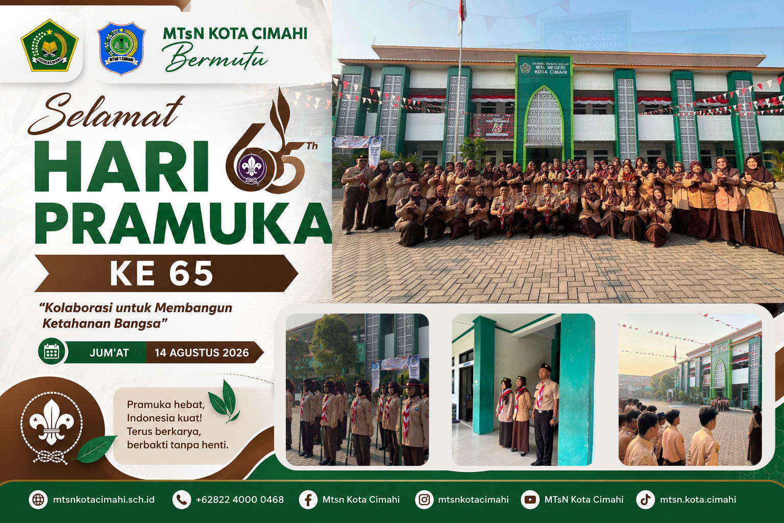 Semarak Hari Pramuka ke-65, MTsN Kota Cimahi Tanamkan Semangat Kolaborasi dan Pengabdian