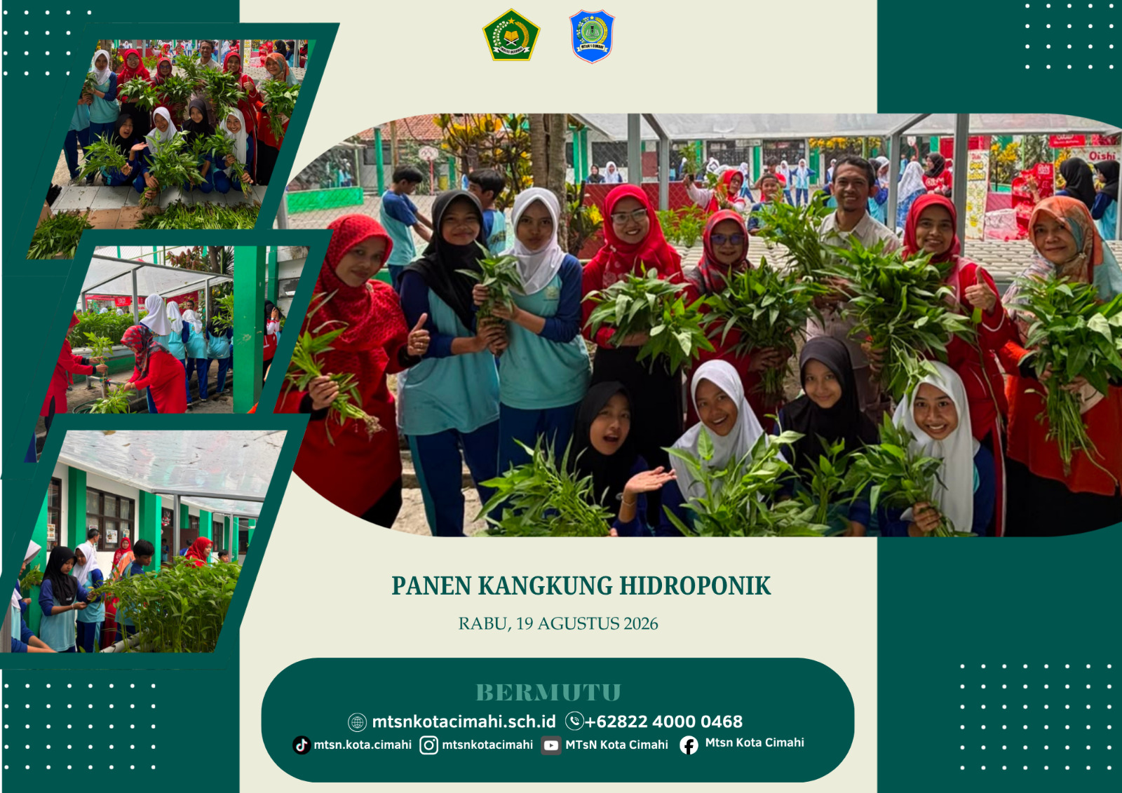Duta PLH MTsN Kota Cimahi Panen Kangkung Hidroponik Usai Senam Rabu Pagi Duta PLH MTsN Kota Cimahi Panen Kangkung Hidroponik Usai Senam Rabu Pagi