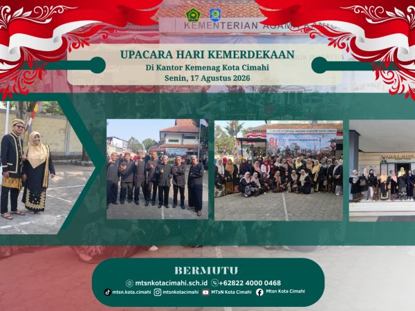MTsN Kota Cimahi Ambil Bagian dalam Upacara HUT ke-81 Kemerdekaan RI di Kemenag Kota Cimahi