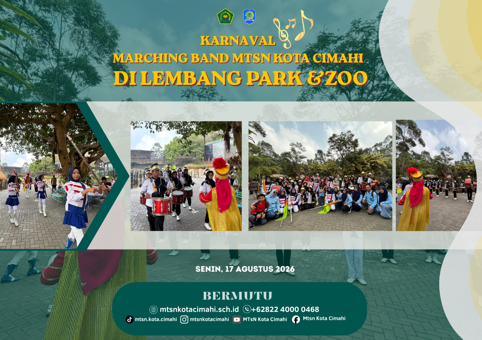 Marching Band MTsN Kota Cimahi Tampil Spektakuler di Lembang Park & Zoo, Dapat Apresiasi Kiky Saputri