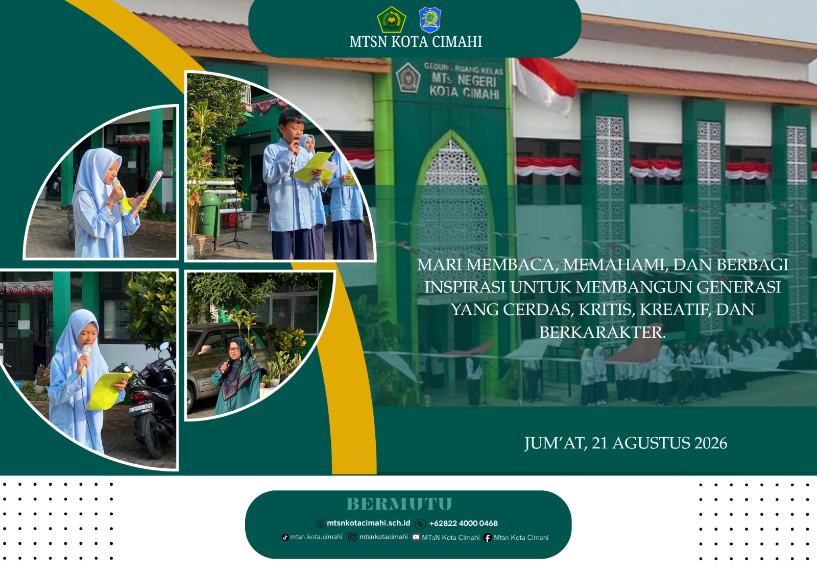 Jumat Pagi di MTsN Kota Cimahi: Dhuha, Tahsin, Masagi, dan Gerakan Literasi Madrasah Jumat Pagi di MTsN Kota Cimahi: Dhuha, Tahsin, Masagi, dan Gerakan Literasi Madrasah
