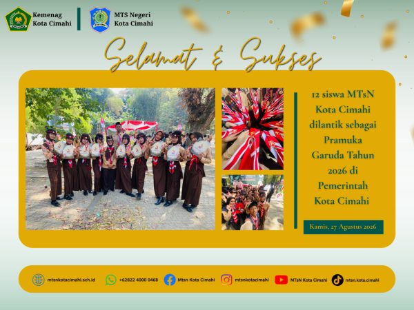 12 Siswa MTsN Kota Cimahi Dilantik sebagai Pramuka Garuda Tahun 2026