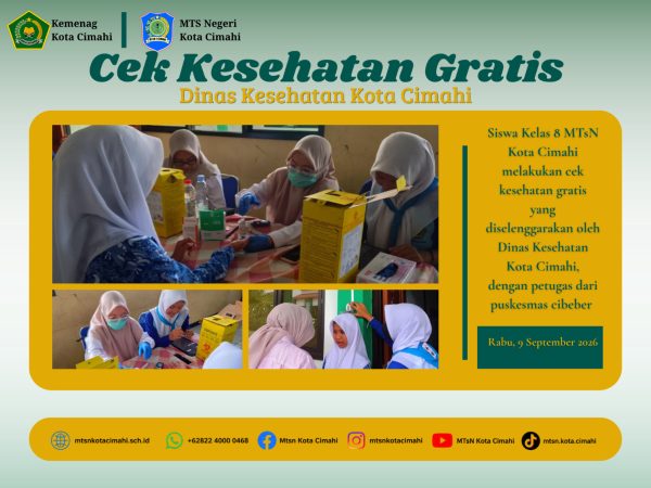 Jaga Kesehatan Siswa, MTsN Kota Cimahi Gelar Pemeriksaan Kesehatan Gratis Bersama Puskesmas Cibeber