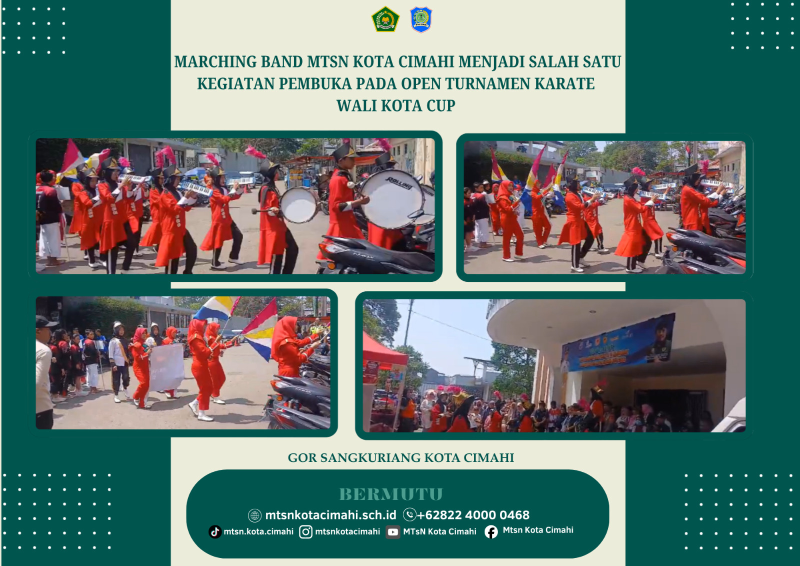 Marching Band MTsN Kota Cimahi Meriahkan Pembukaan Wali Kota Cup Karate 2026